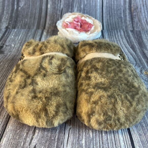 Vintage Havana Easy Brown Faux Sherpa Cork Suede Slip on Slides - Picture 7 of 9